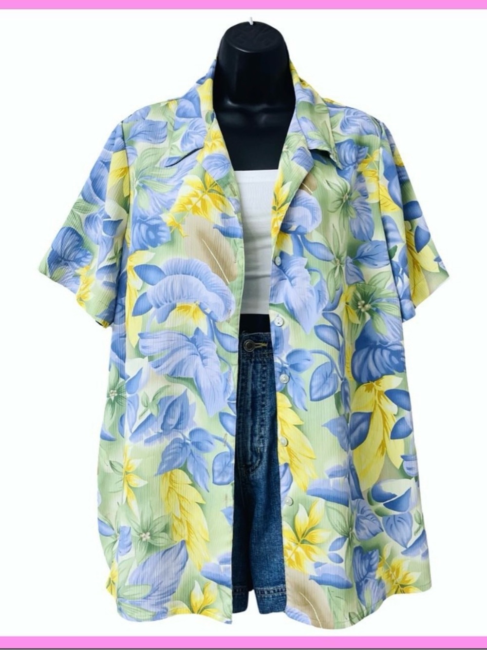 Allison Daley Floral Jean Jacket in Blue, Yellow & Green